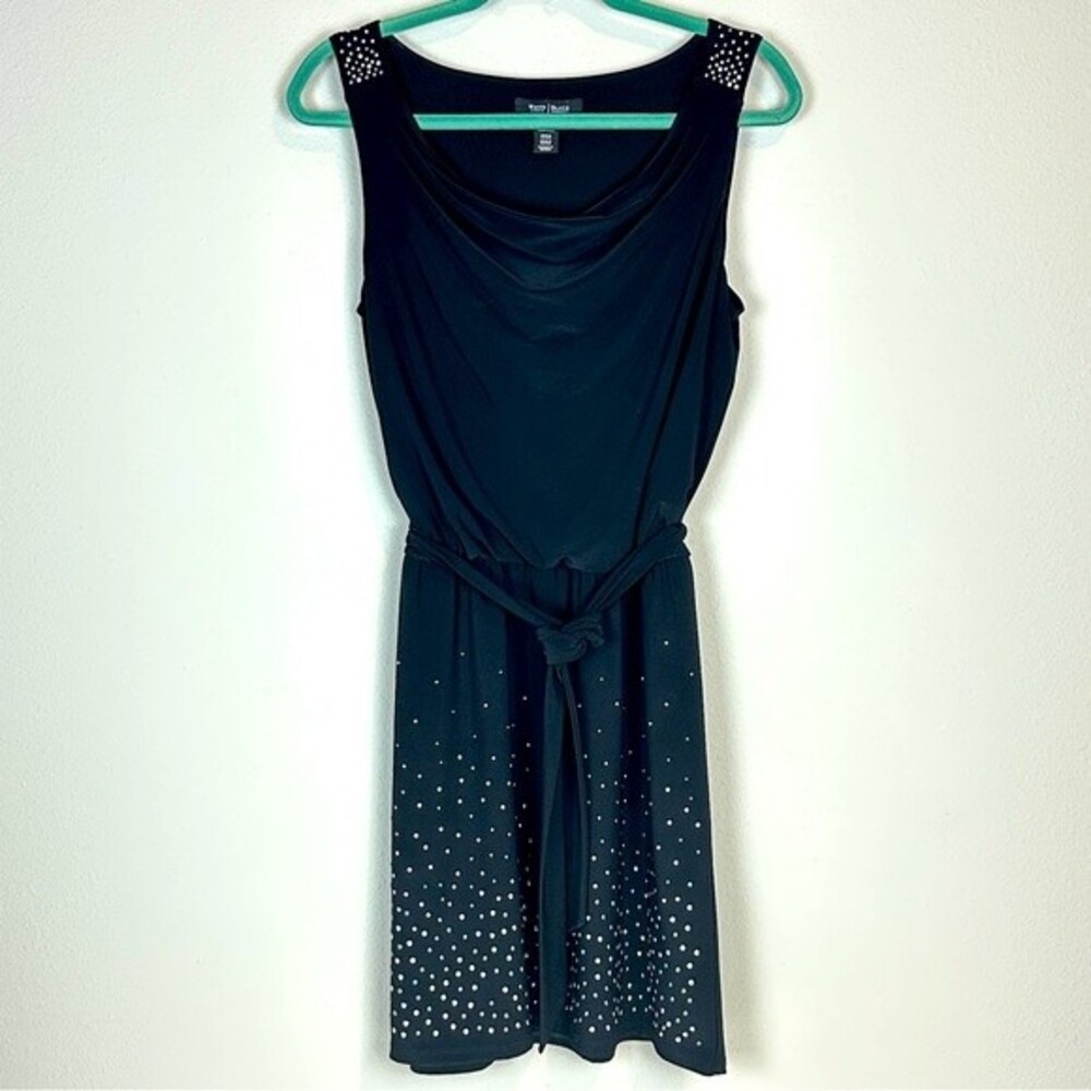 White House Black Market Sleeveless Studded Sheath Black Dress S